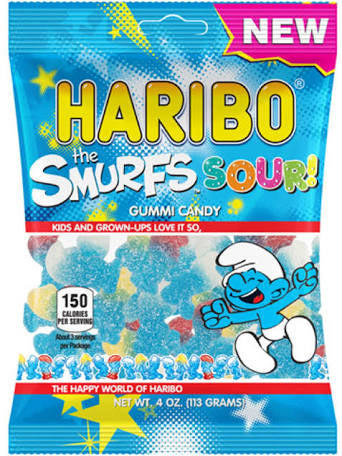 Haribo Smurfs Sour Gummies Share Size.